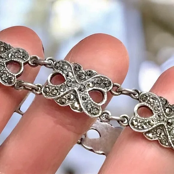 🌺Vintage Sterling Marcasite Bracelet - Picture 4 of 10